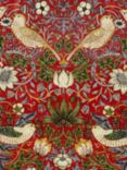 Morris & Co. Strawberry Thief PVC Tablecloth Fabric, Crimson