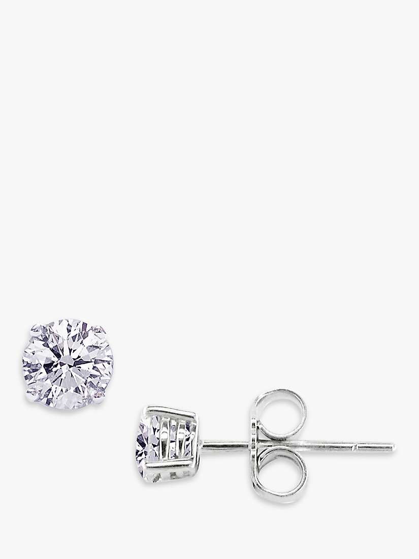 Buy E.W Adams 18ct White Gold 0.80ct Diamond 4 Claw Stud Earrings, White Gold Online at johnlewis.com