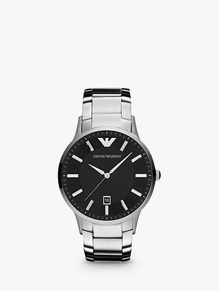 Emporio Armani AR11181 Men's Date Bracelet Strap Watch, Silver/Black