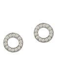 London Road Meridian 9ct Gold Diamond Circle Stud Earrings, White Gold