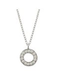 London Road Meridian 9ct Gold Diamond Set Circle Pendant, White Gold