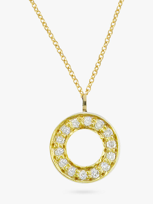 London Road Meridian 9ct Gold Diamond Set Circle Pendant, Yellow Gold