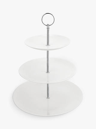 John Lewis & Partners Luna Fine China 3 Tier Cake Stand, Natural