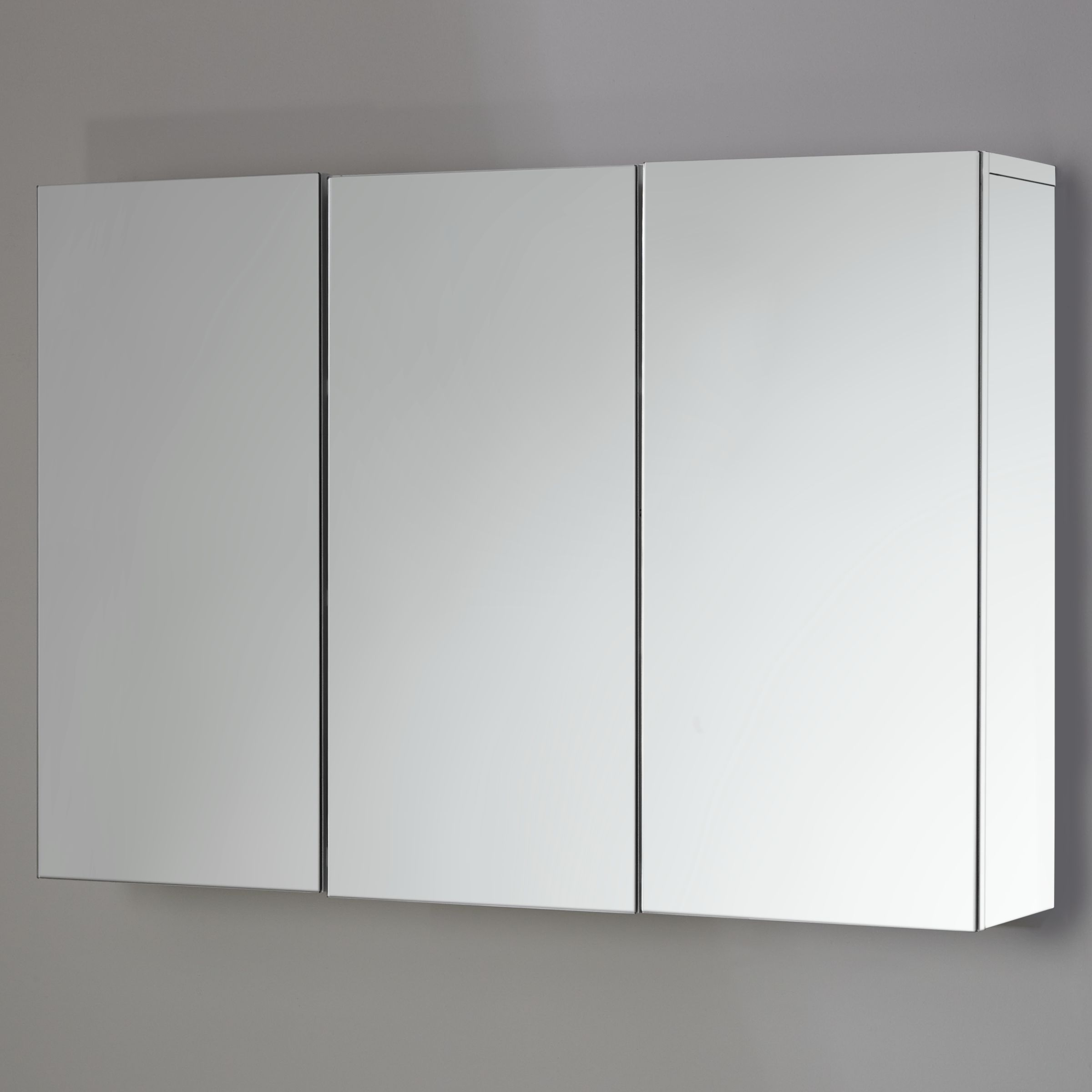 John Lewis & Partners Gloss Triple Mirrored Cabinet, White