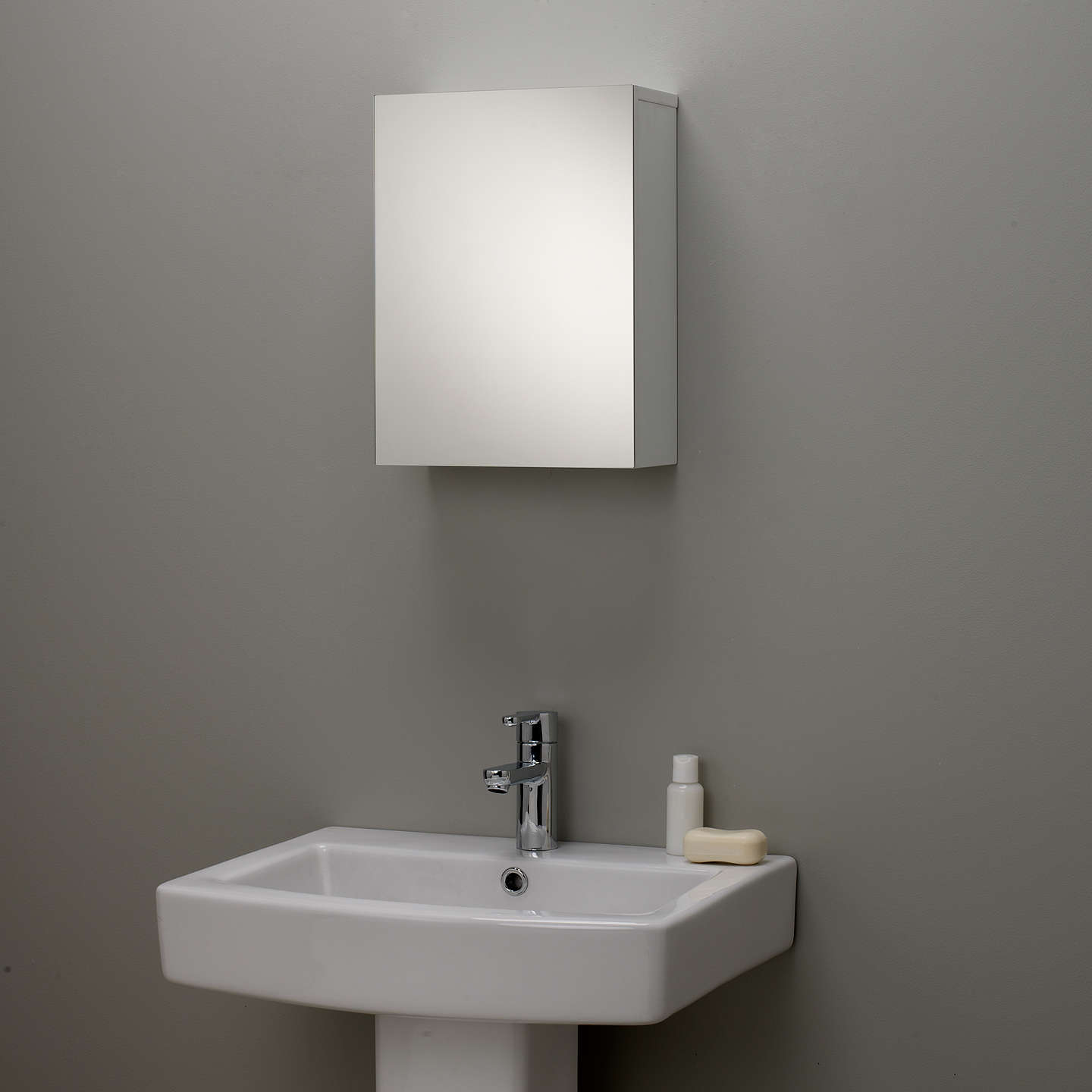 John Lewis Gloss Single Mirrored Bathroom Cabinet, Small ...