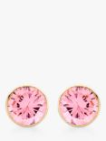 IBB 9ct Gold Round Cubic Zirconia Stud Earrings, Pink
