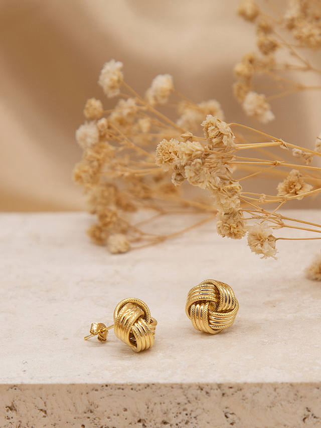 IBB 9ct Gold Knot Earrings, Gold
