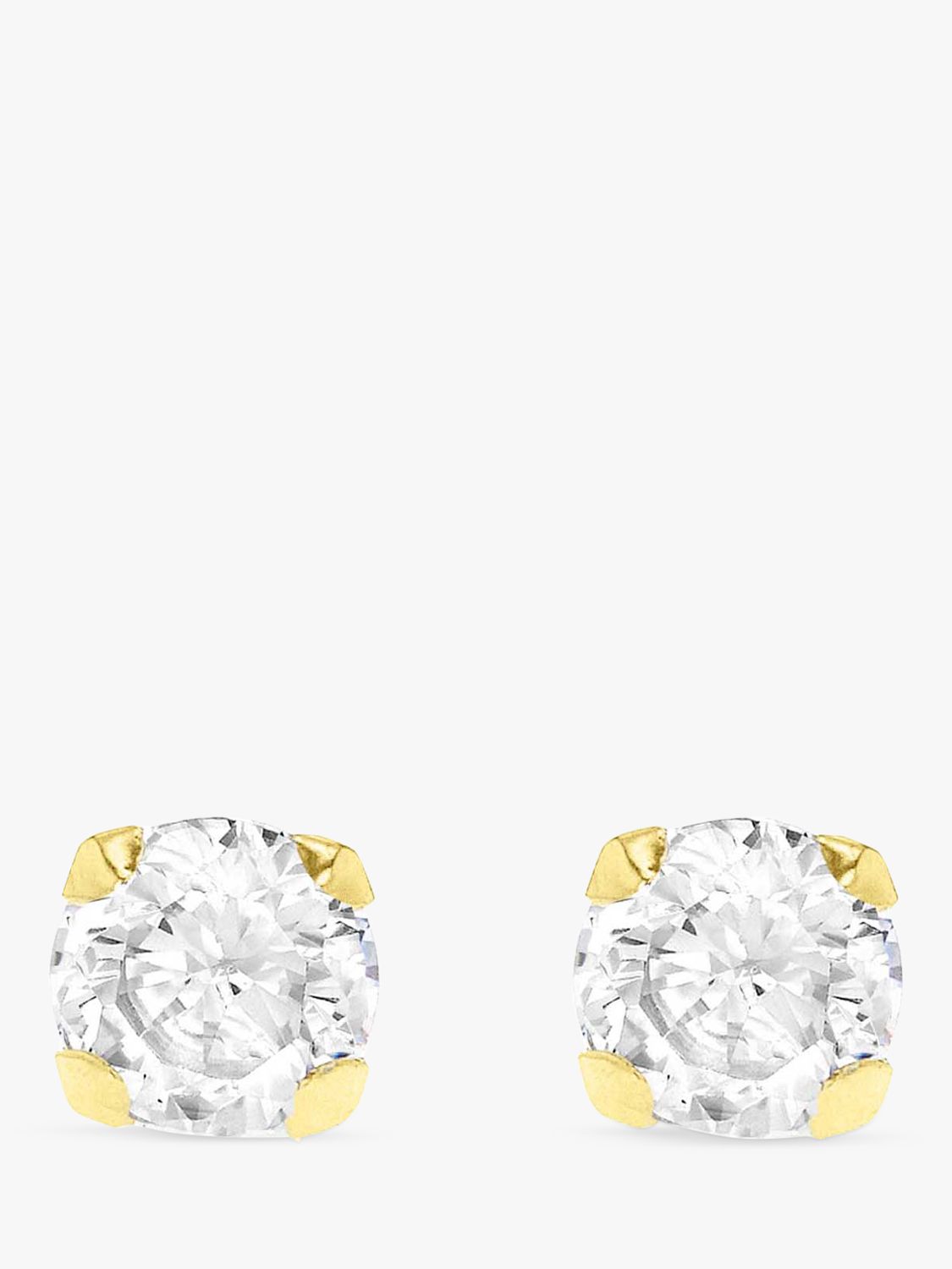 IBB 9ct Gold Round Cubic Zirconia Stud Earrings at John Lewis & Partners