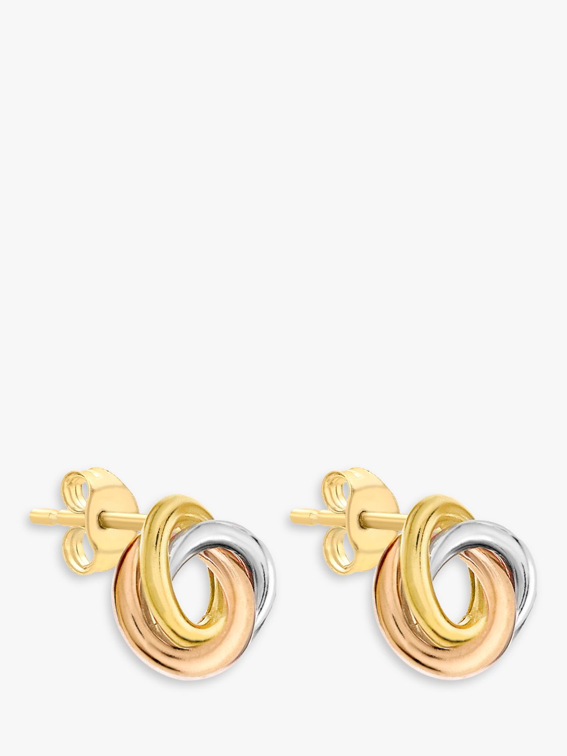 Buy IBB 9ct Three Colour Gold Knot Stud Earrings, Multi Online at johnlewis.com