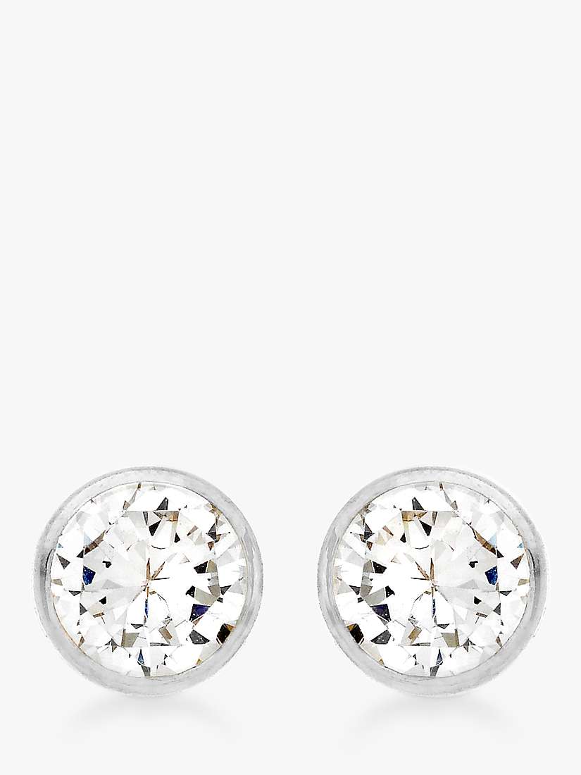 Buy IBB 9ct White Gold Round Cubic Zirconia Stud Earrings Online at johnlewis.com