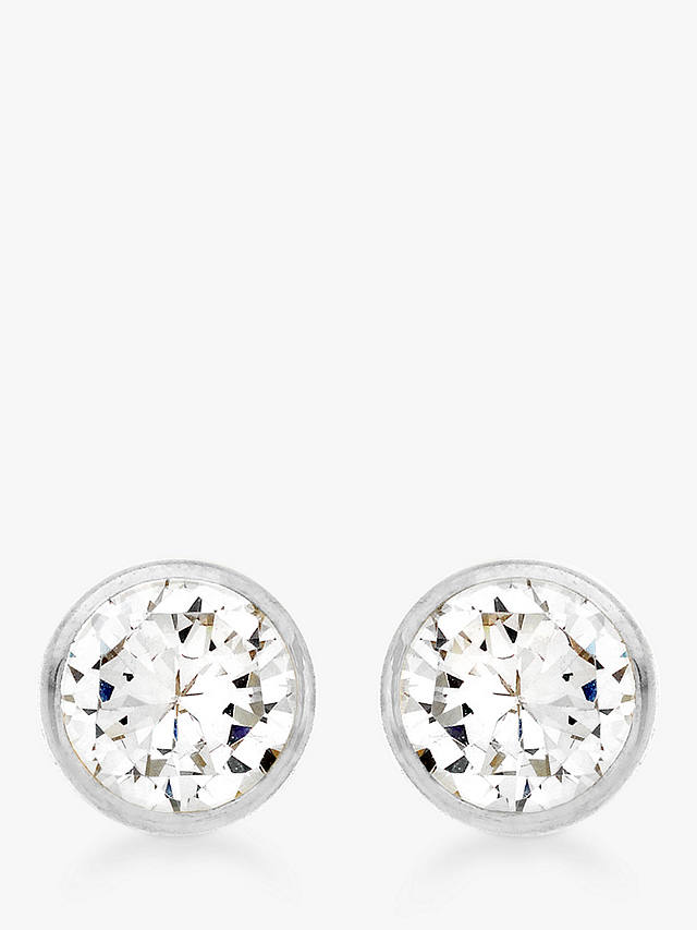 IBB 9ct White Gold Round Cubic Zirconia Stud Earrings