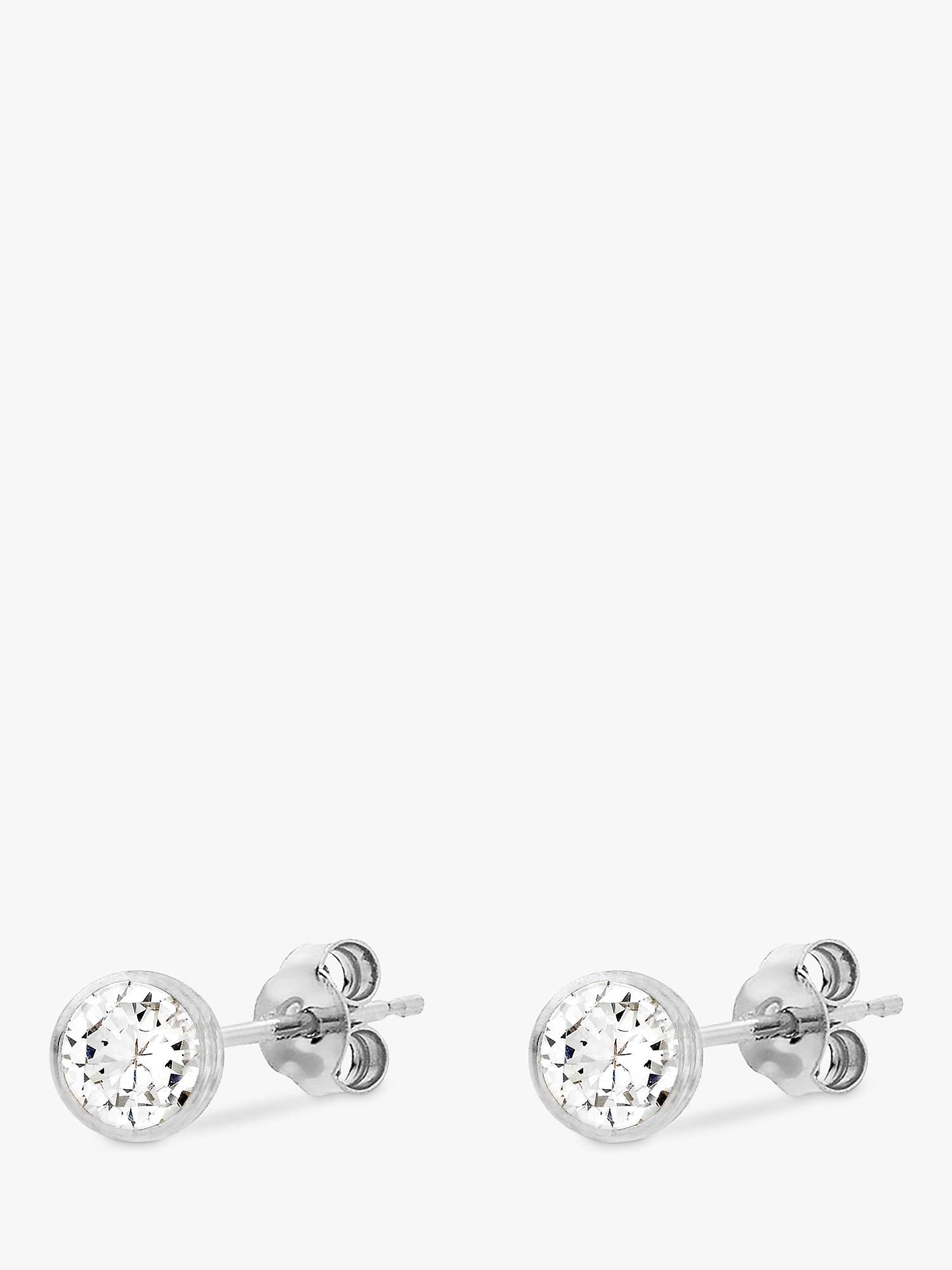 Buy IBB 9ct White Gold Round Cubic Zirconia Stud Earrings Online at johnlewis.com