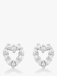 IBB 9ct White Gold Small Heart Stud Earrings, White Gold