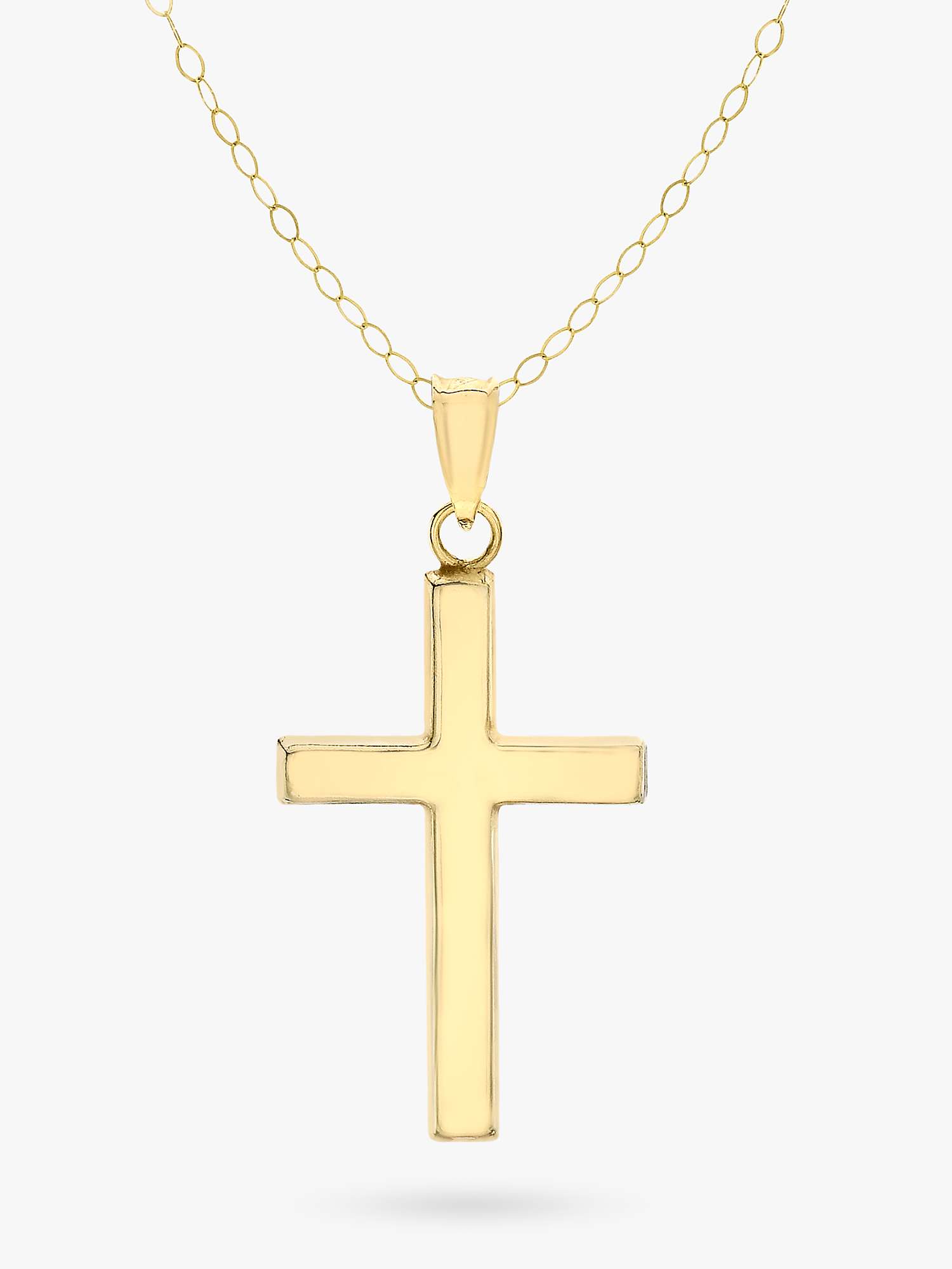 Buy IBB 9ct Yellow Gold Cross Pendant Necklace, Gold Online at johnlewis.com