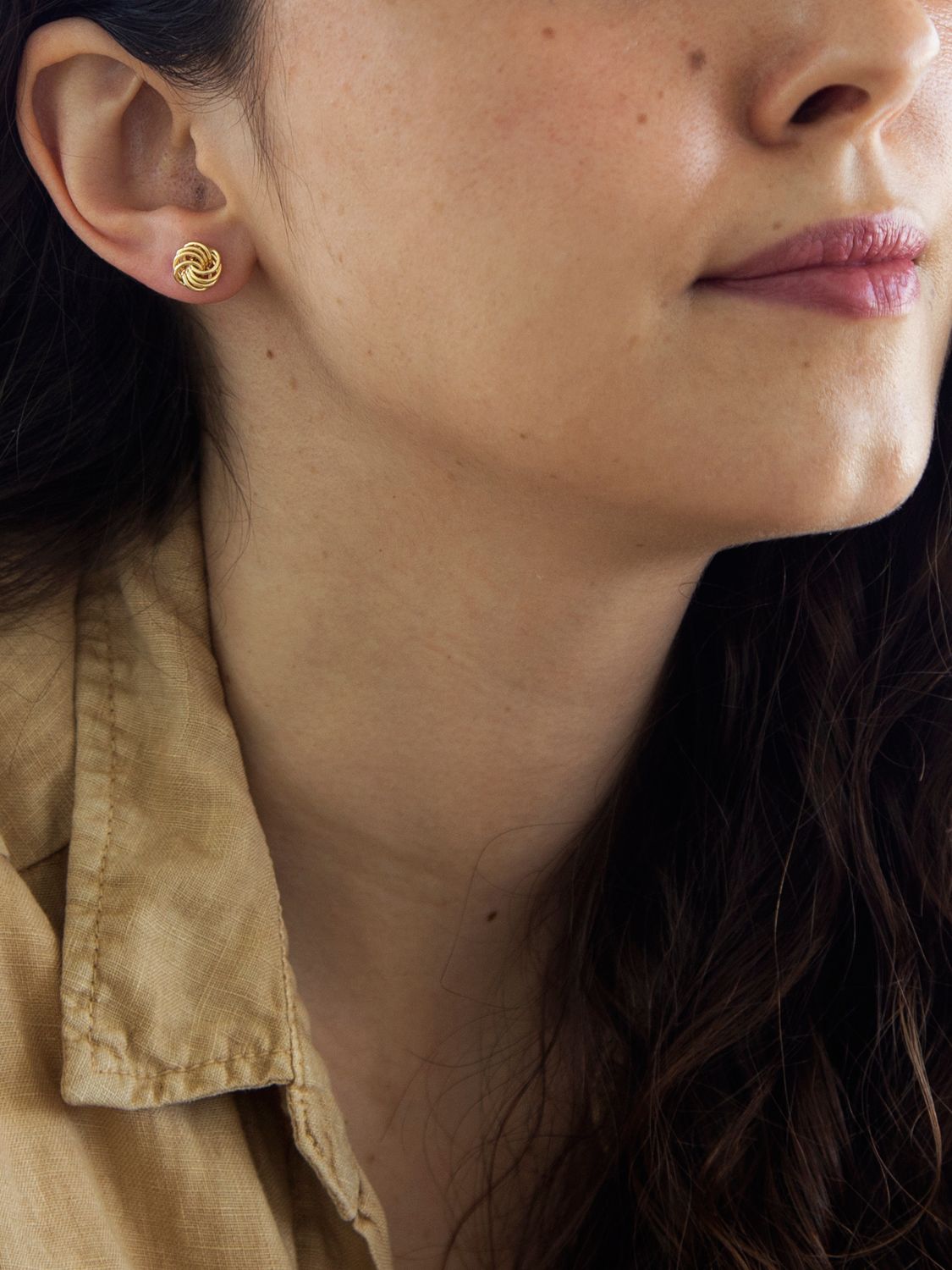 IBB 9ct Gold Mini Rose Stud Earrings, Gold at John Lewis & Partners