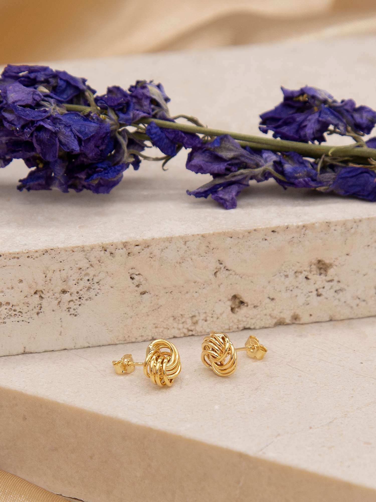 Buy IBB 9ct Gold Mini Rose Stud Earrings, Gold Online at johnlewis.com