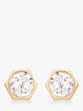 IBB 9ct Gold Hexagonal Cubic Zirconia Stud Earrings, Gold