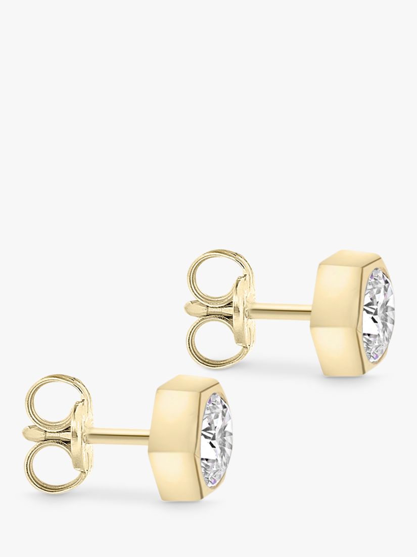 Buy IBB 9ct Gold Hexagonal Cubic Zirconia Stud Earrings, Gold Online at johnlewis.com
