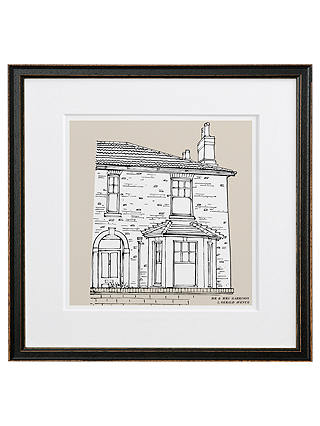 Letterfest Personalised House Illustration, Black Frame, 44.8 x 44.8cm