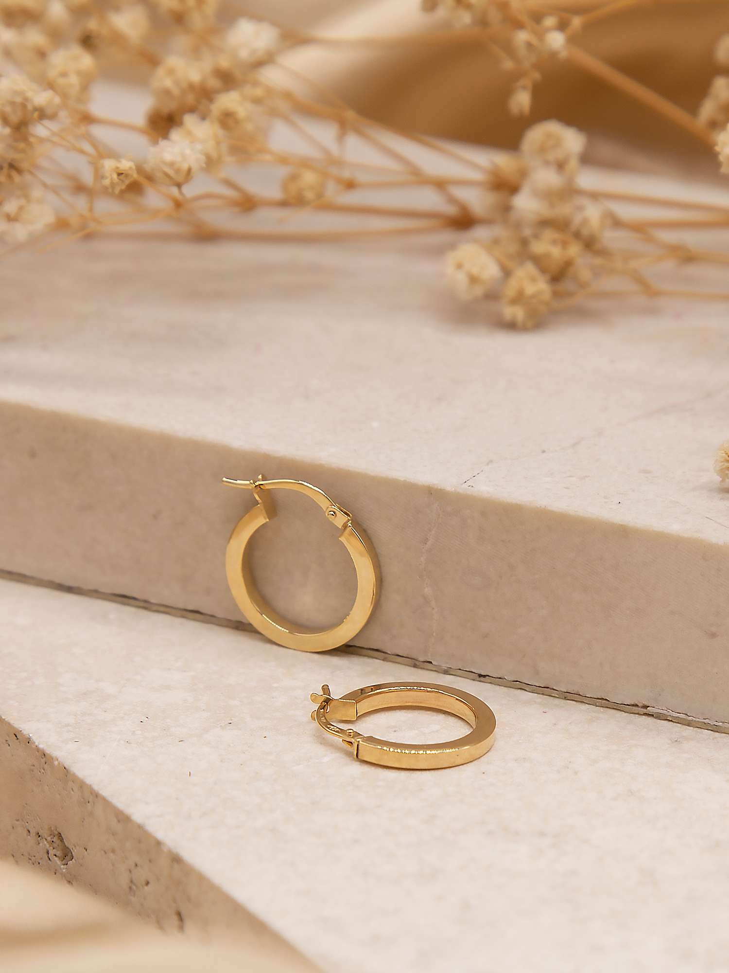 Buy IBB 9ct Yellow Gold Creole Leverback Hoop Earrings, Gold Online at johnlewis.com