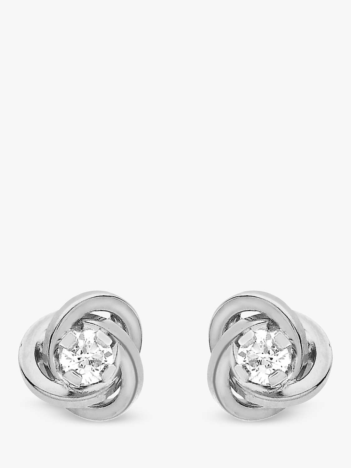 Buy IBB 9ct White Gold Cubic Zirconia Knot Stud Earrings, White Gold Online at johnlewis.com