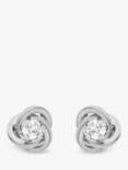 IBB 9ct White Gold Cubic Zirconia Knot Stud Earrings, White Gold