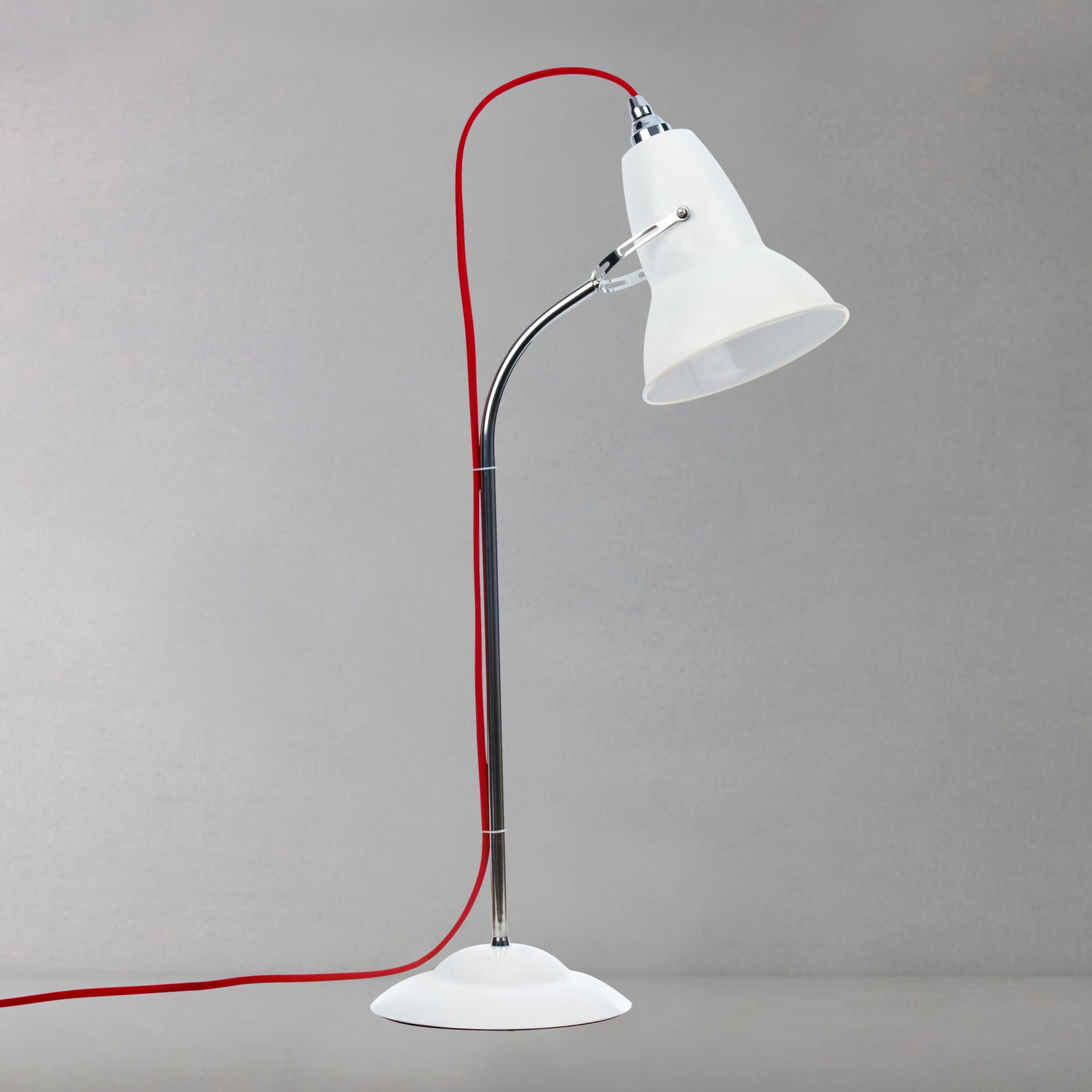 Anglepoise Duo Table Lamp Alpine White With Red Braided Cable At