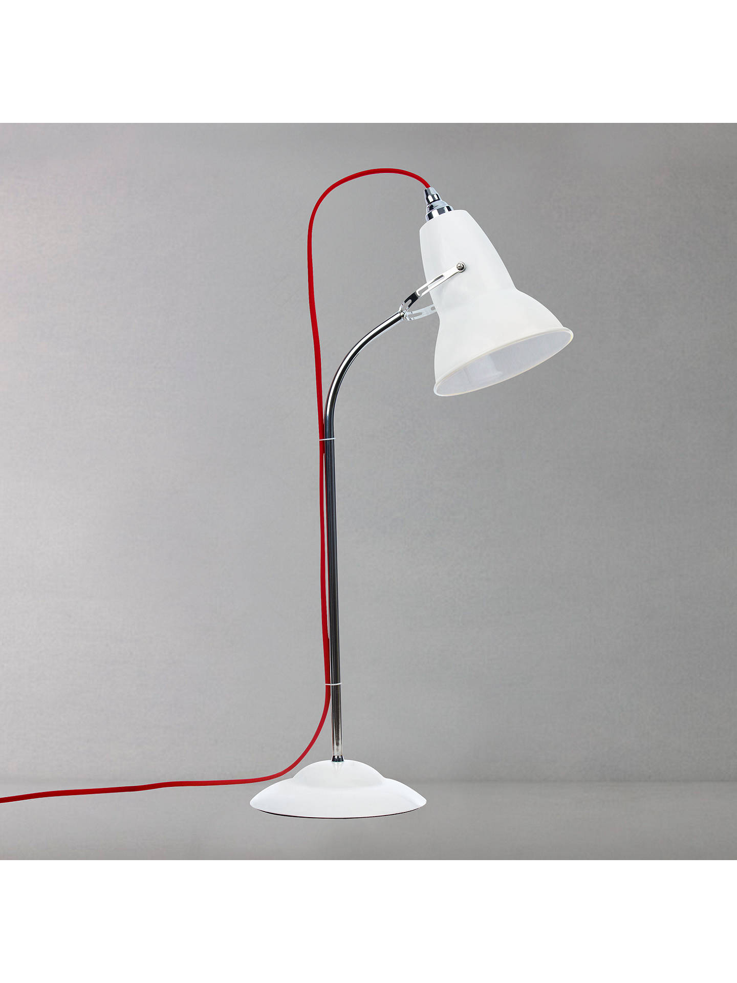Anglepoise Duo Table Lamp Alpine White With Red Braided Cable At