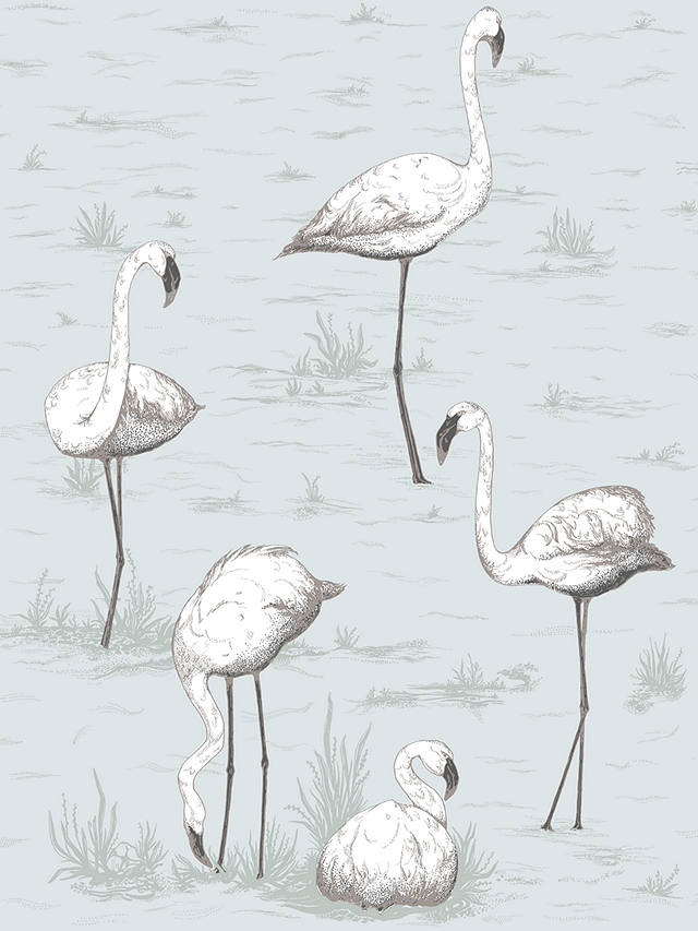Cole & Son Flamingos Wallpaper, Aqua, 95/8047