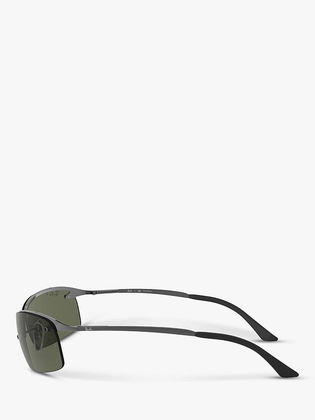 Ray-Ban RB3183 Polarised Rectangular Sunglasses, Gunmetal/Grey