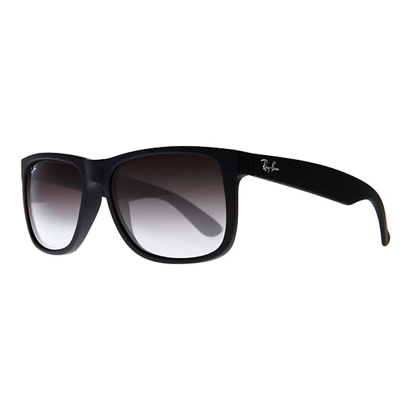 Ray-Ban RB4165 Justin Rectangular Sunglasses, Black Rubber at John Lewis &  Partners
