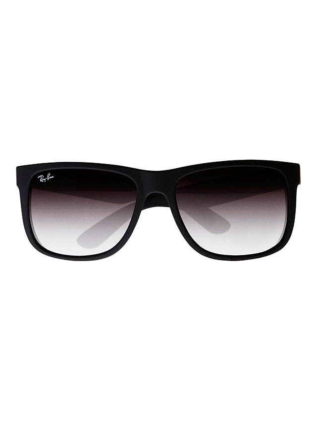 Ray-Ban RB4165 Justin Rectangular Sunglasses, Black Rubber