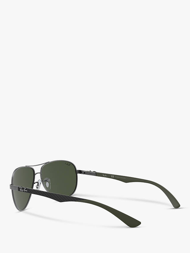 Ray-Ban RB8313 Polarised Aviator Sunglasses, Gunmetal/Grey Gradient