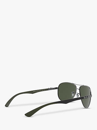Ray-Ban RB8313 Polarised Aviator Sunglasses, Gunmetal/Grey Gradient