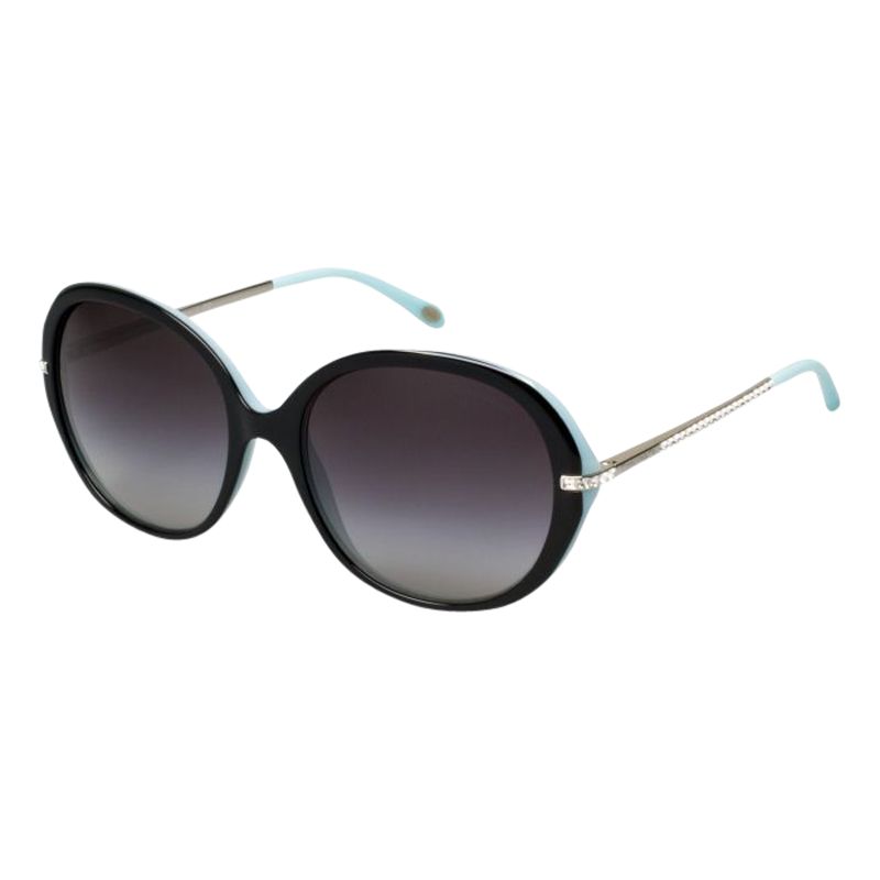 Tiffany & Co Womens TF4060B Round Jewelled Arm Sunglasses, Black/Pale Blue