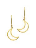 London Road 9ct Gold Portobello Starry Night Moon Drop Earrings, Gold