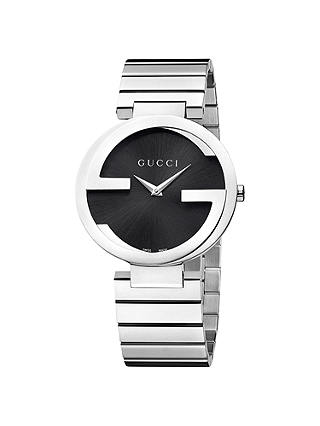 Gucci YA133307 Women's Interlocking G Bracelet Strap Watch, Silver/Black