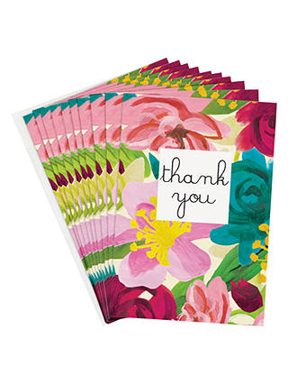 Caroline Gardner Bright Floral Thank You Notecards, Pack of 8