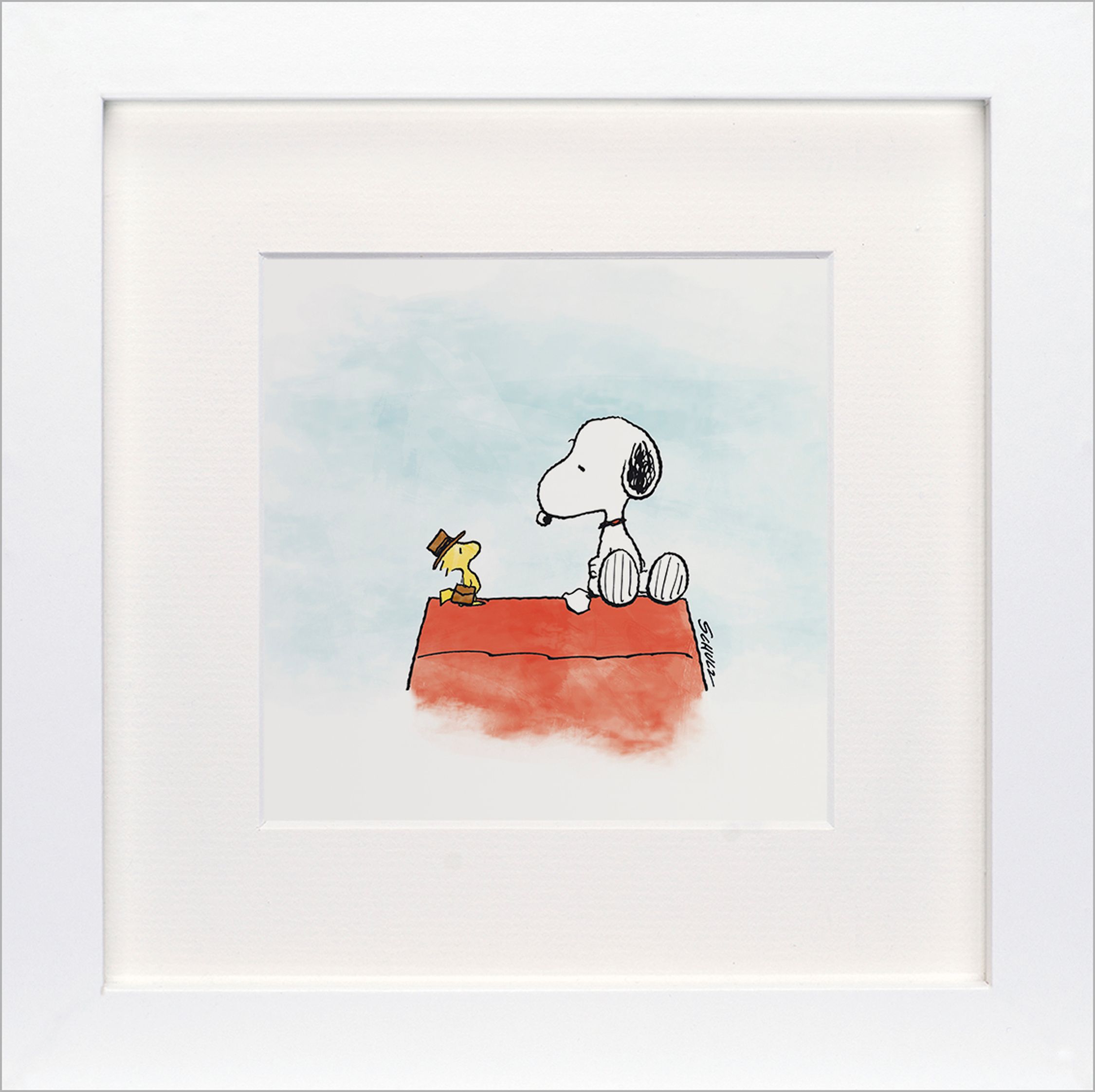 Schulz -Snoopy and Woodstock Down To Business Framed Print, 23 x 23cm