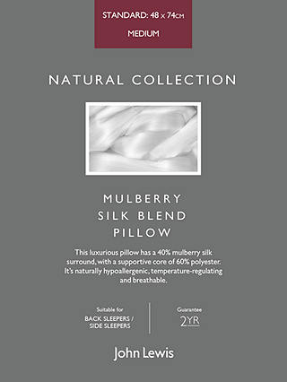 John Lewis & Partners Natural Collection Mulberry Silk Blend Standard Pillow, Medium/Firm