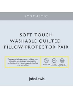 John Lewis Synthetic Soft Touch Washable Quilted Standard Pillow Protector, Pair