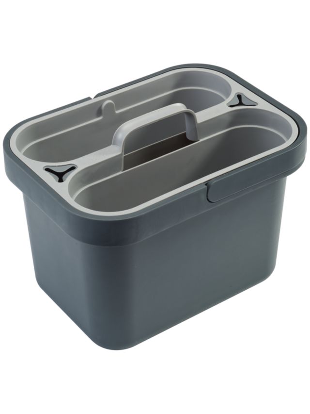 Cleaning Caddy Organizer with Handle, Gray Plastic Bucket for