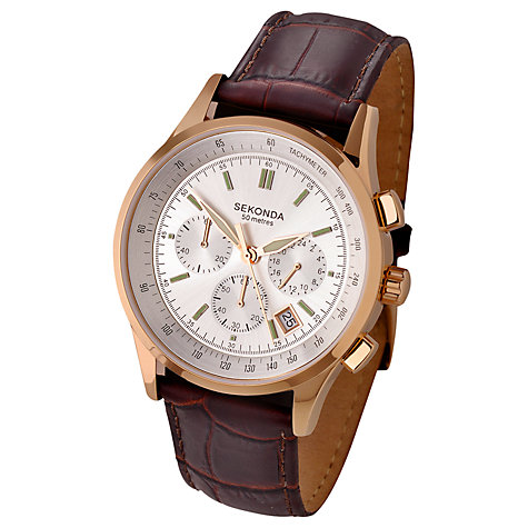 Buy Sekonda 3847.27 Men's Sunray Dial Chronograph Watch, Brown / Rose ...