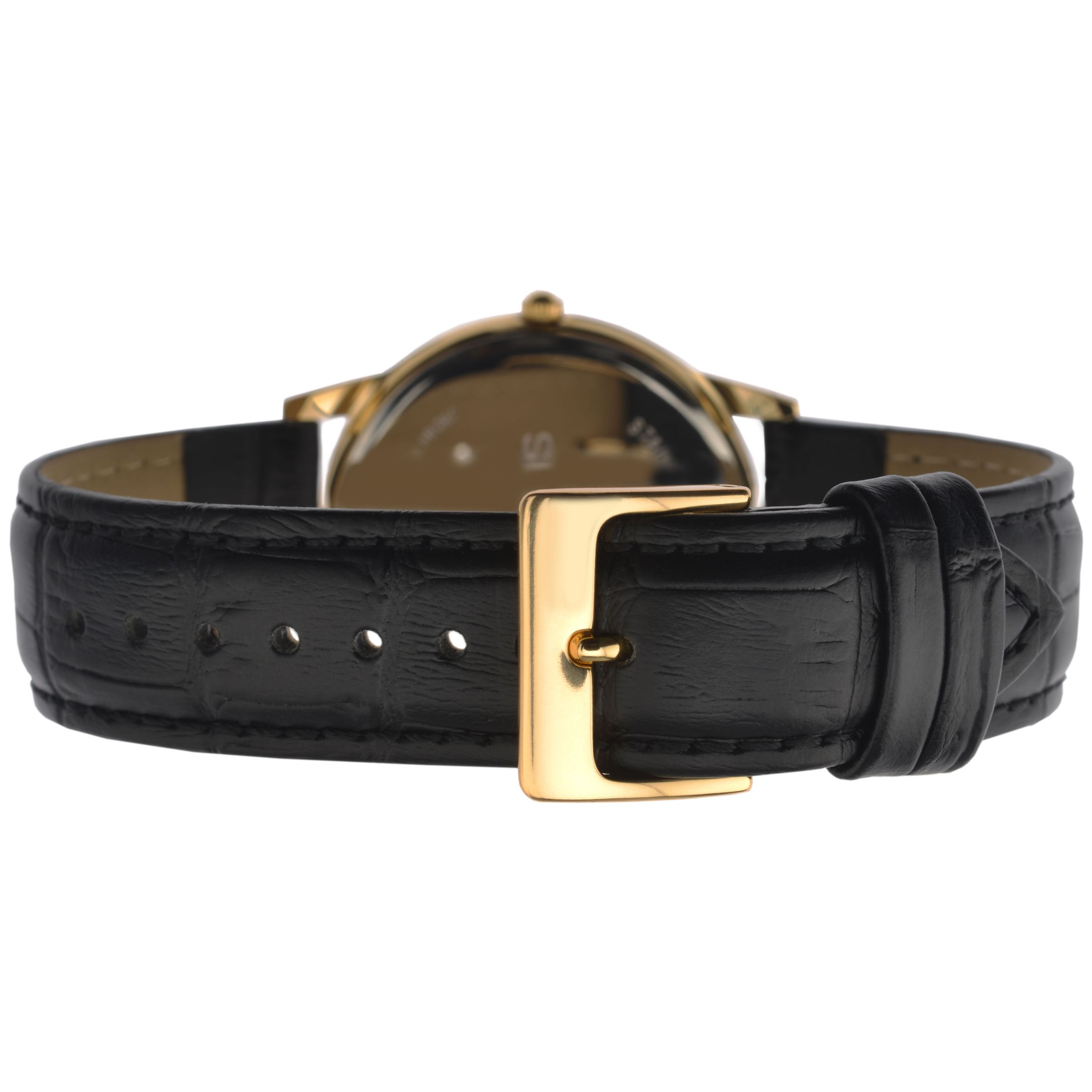 Sekonda 3697.27 Men's Date Leather Strap Watch, Black/Cream at John Lewis