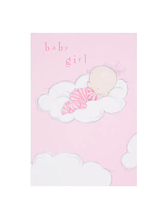 Woodmansterne Sleeping on Fluffy Cloud New Baby Girl Greeting Card