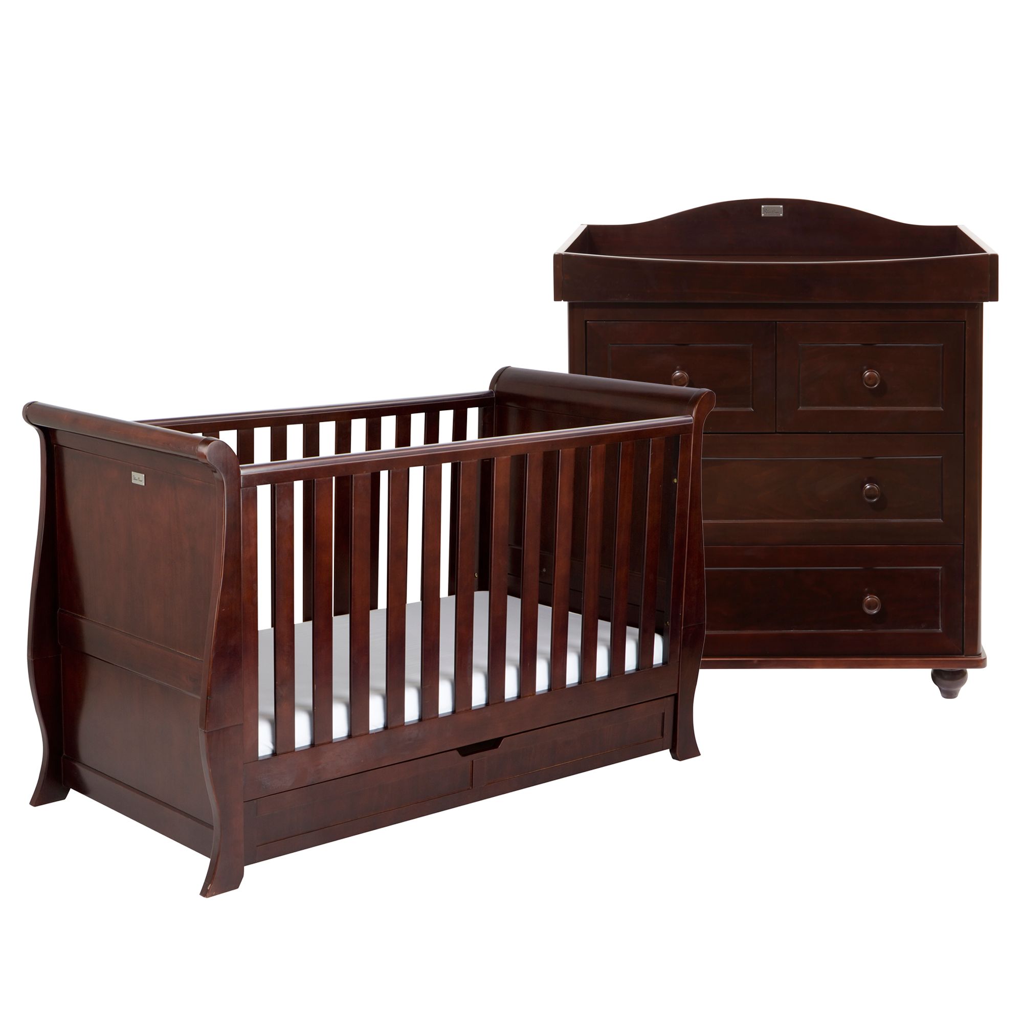 Silver Cross Dorchester Cotbed And Dresser Set Dark Cherry At