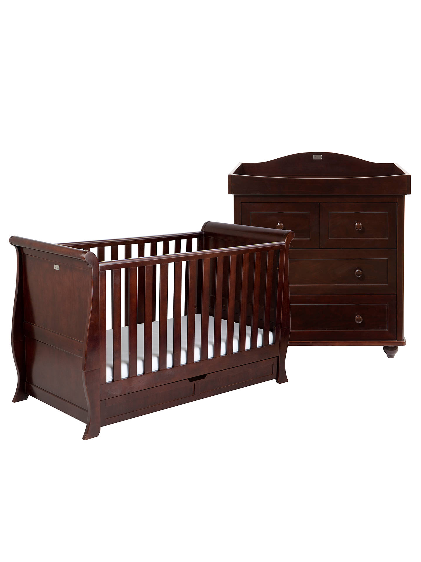 Silver Cross Dorchester Cotbed And Dresser Set Dark Cherry At