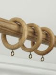 John Lewis Wood Curtain Rings, Dia.35mm, Set of 6, Oak Effect