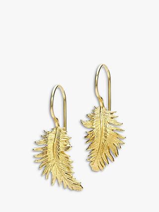 Dower & Hall 18ct Gold Vermeil Small Feather Drop Earrings