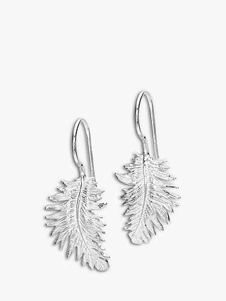 Dower & Hall Small Feather Sterling Silver Drop Earrings